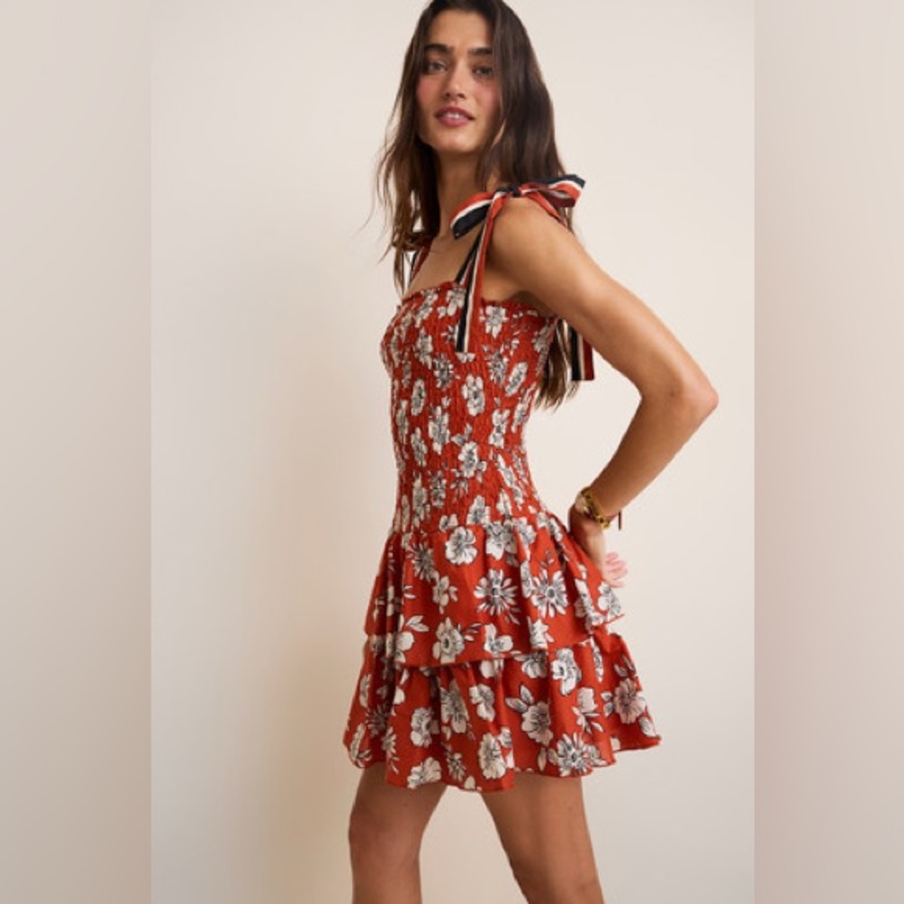 Francesca's Collections Red Floral Mini Dress